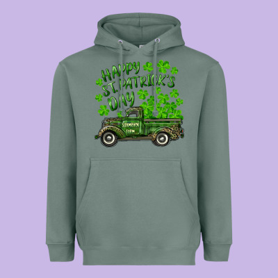 Heavyweight Hoodie Happy st. patrick's day shamrock farm truck