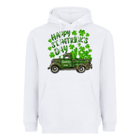 White Happy st. patrick's day shamrock farm truck Heavyweight Hoodie - RanaPortraitStore