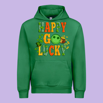Happy Go Lucky  With Coin And Shamrock Urban Hoodie Designed By Artiststas