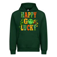 Forest Green happy go lucky  with coin and shamrock Urban Hoodie - Artiststas