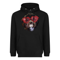 Black Havanese dog with love glasses Heavyweight Hoodie - RanaPortraitStore