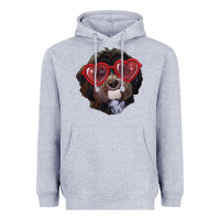 Heather Grey Havanese dog with love glasses Heavyweight Hoodie - RanaPortraitStore