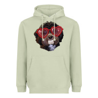 Matcha Havanese dog with love glasses Heavyweight Hoodie - RanaPortraitStore