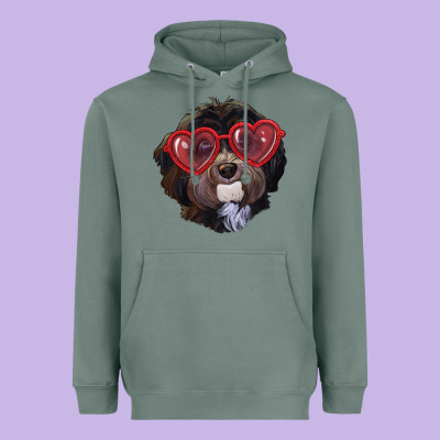 Heavyweight Hoodie Havanese dog with love glasses