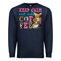 Navy keep calm and make coffee Premium Sweatshirt - Zillion Design Studio