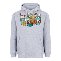 Heather Grey english bulldog coffee cups Heavyweight Hoodie - Zillion Design Studio