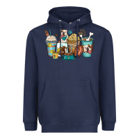 Navy english bulldog coffee cups Heavyweight Hoodie - Zillion Design Studio