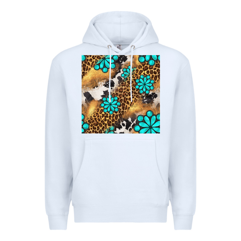 Western Turquoise Gemstone Seamless Pattern Premium Hoodie by BundleAndBundleShop | Teevron