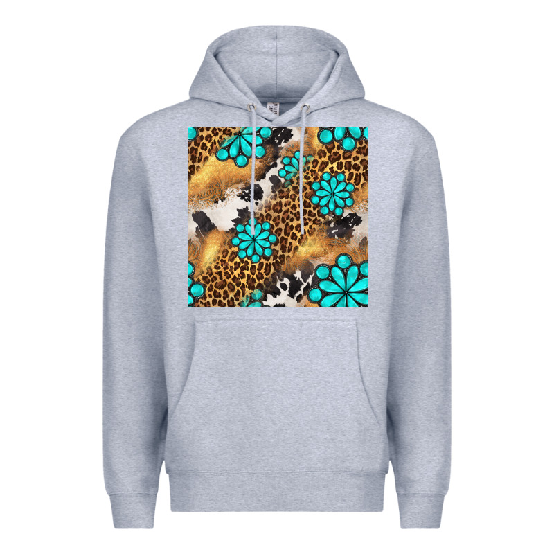 Western Turquoise Gemstone Seamless Pattern Premium Hoodie by BundleAndBundleShop | Teevron