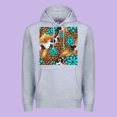 Western Turquoise Gemstone Seamless Pattern Premium Hoodie Designed By Bundleandbundleshop