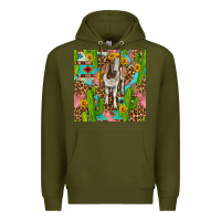 Army Green western boer goat seamless pattern Premium Hoodie - BundleAndBundleShop