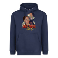 Navy self made babe afro black woman Heavyweight Hoodie - texasbilliewilder