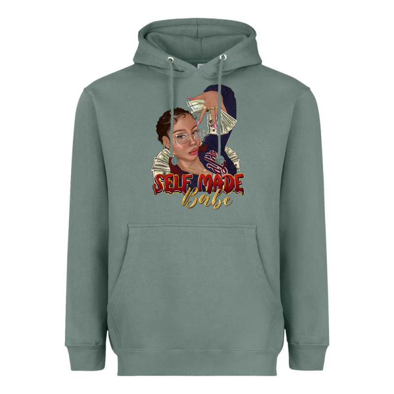 Self Made Babe Afro Black Woman Heavyweight Hoodie by texasbilliewilder | Teevron