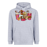 Heather Grey dachshund coffee cups Heavyweight Hoodie - Zillion Design Studio