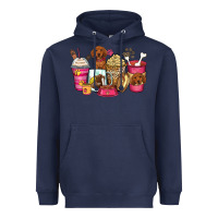 Navy dachshund coffee cups Heavyweight Hoodie - Zillion Design Studio
