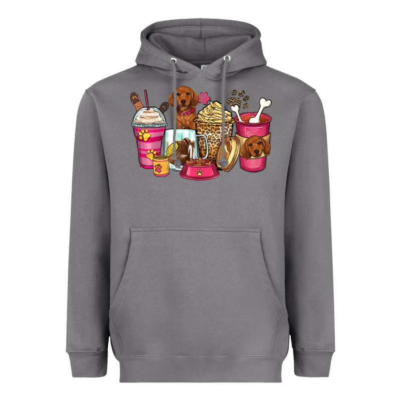 Dachshund Coffee Cups Heavyweight Hoodie by Zillion Design Studio | Teevron