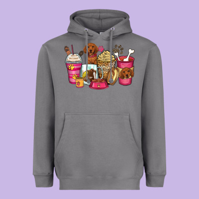 Dachshund Coffee Cups Heavyweight Hoodie Designed By Zillion Design Studio