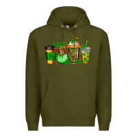 Army Green longhaired cow st patricks coffee Premium Hoodie - Jasminsmagicworld