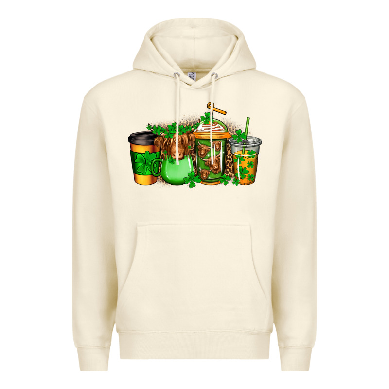 Longhaired Cow St Patricks Coffee Premium Hoodie by Jasminsmagicworld | Teevron