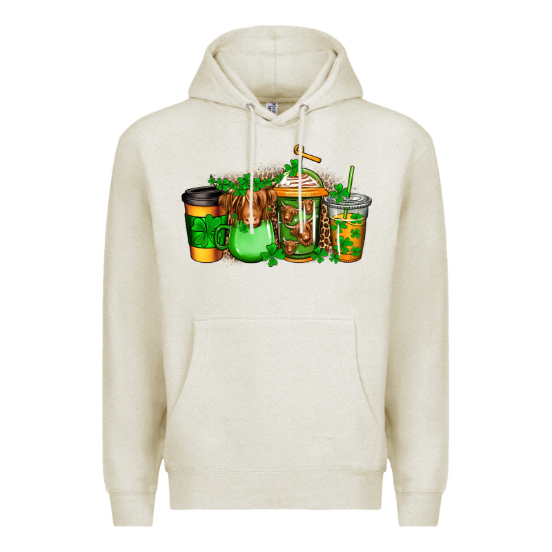 Longhaired Cow St Patricks Coffee Premium Hoodie by Jasminsmagicworld | Teevron