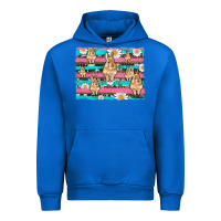 Cobalt easter bunny with daisy and turquoise cowhide leopard  background Urban Hoodie - Artiststas