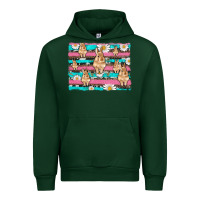 Forest Green easter bunny with daisy and turquoise cowhide leopard  background Urban Hoodie - Artiststas