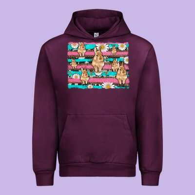 Easter Bunny With Daisy And Turquoise Cowhide Leopard  Background Urban Hoodie Designed By Artiststas