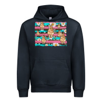 Navy easter bunny with daisy and turquoise cowhide leopard  background Urban Hoodie - Artiststas