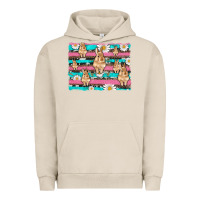 Pigment French Oak easter bunny with daisy and turquoise cowhide leopard  background Urban Hoodie - Artiststas