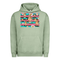 Pigment Oil Green easter bunny with daisy and turquoise cowhide leopard  background Urban Hoodie - Artiststas