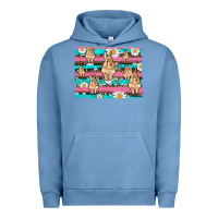 Pigment Pebble Blue easter bunny with daisy and turquoise cowhide leopard  background Urban Hoodie - Artiststas