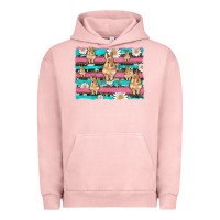 Pigment Salmon easter bunny with daisy and turquoise cowhide leopard  background Urban Hoodie - Artiststas