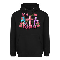 Black He Is Risen Cross Heavyweight Hoodie - RanaPortraitStore