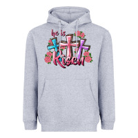 He Is Risen Cross Heavyweight Hoodie | Teevron