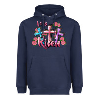 Navy He Is Risen Cross Heavyweight Hoodie - RanaPortraitStore