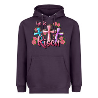 Plum He Is Risen Cross Heavyweight Hoodie - RanaPortraitStore