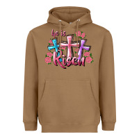 Toasted Coconut He Is Risen Cross Heavyweight Hoodie - RanaPortraitStore