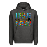 Charcoal Heather ı love someone with autism Premium Hoodie - AdoDesignShop