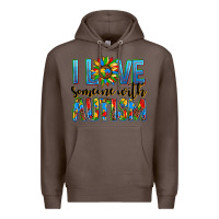 Coffee ı love someone with autism Premium Hoodie - AdoDesignShop