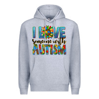 Heather Grey ı love someone with autism Premium Hoodie - AdoDesignShop