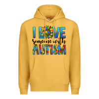 Mustard ı love someone with autism Premium Hoodie - AdoDesignShop