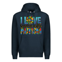 Navy ı love someone with autism Premium Hoodie - AdoDesignShop