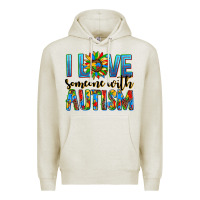 Oatmeal Heather ı love someone with autism Premium Hoodie - AdoDesignShop