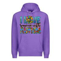 Purple ı love someone with autism Premium Hoodie - AdoDesignShop
