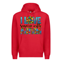 Red ı love someone with autism Premium Hoodie - AdoDesignShop