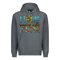 Rock ı love someone with autism Premium Hoodie - AdoDesignShop