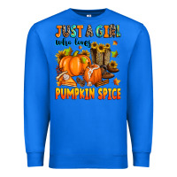 True Royal just a girl who loves pumpkin spice Premium Sweatshirt - Zillion Design Studio