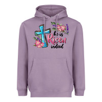 Lavender He Is Risen Indeed Cross And Flowers Heavyweight Hoodie - RanaPortraitStore