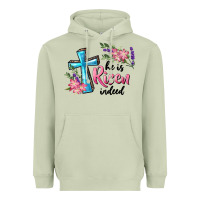 Matcha He Is Risen Indeed Cross And Flowers Heavyweight Hoodie - RanaPortraitStore