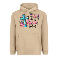 Mushroom He Is Risen Indeed Cross And Flowers Heavyweight Hoodie - RanaPortraitStore